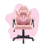 Outletowy fotel gamingowy dla dzieci  Hell's Chair HC- 1001 KIDS Różowy Biały + NOWA Podkładka pod myszkę 3MS