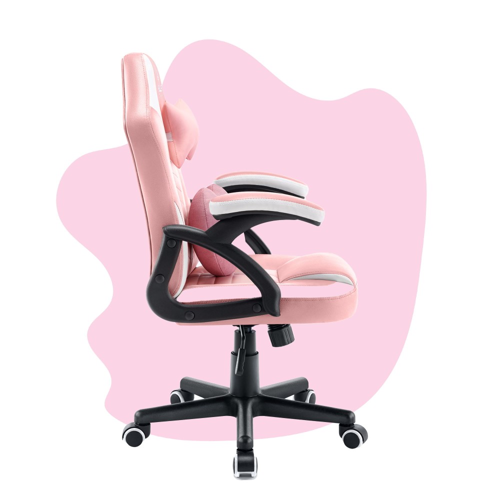 Outletowy fotel gamingowy dla dzieci  Hell's Chair HC- 1001 KIDS Różowy Biały + NOWA Podkładka pod myszkę 3MS