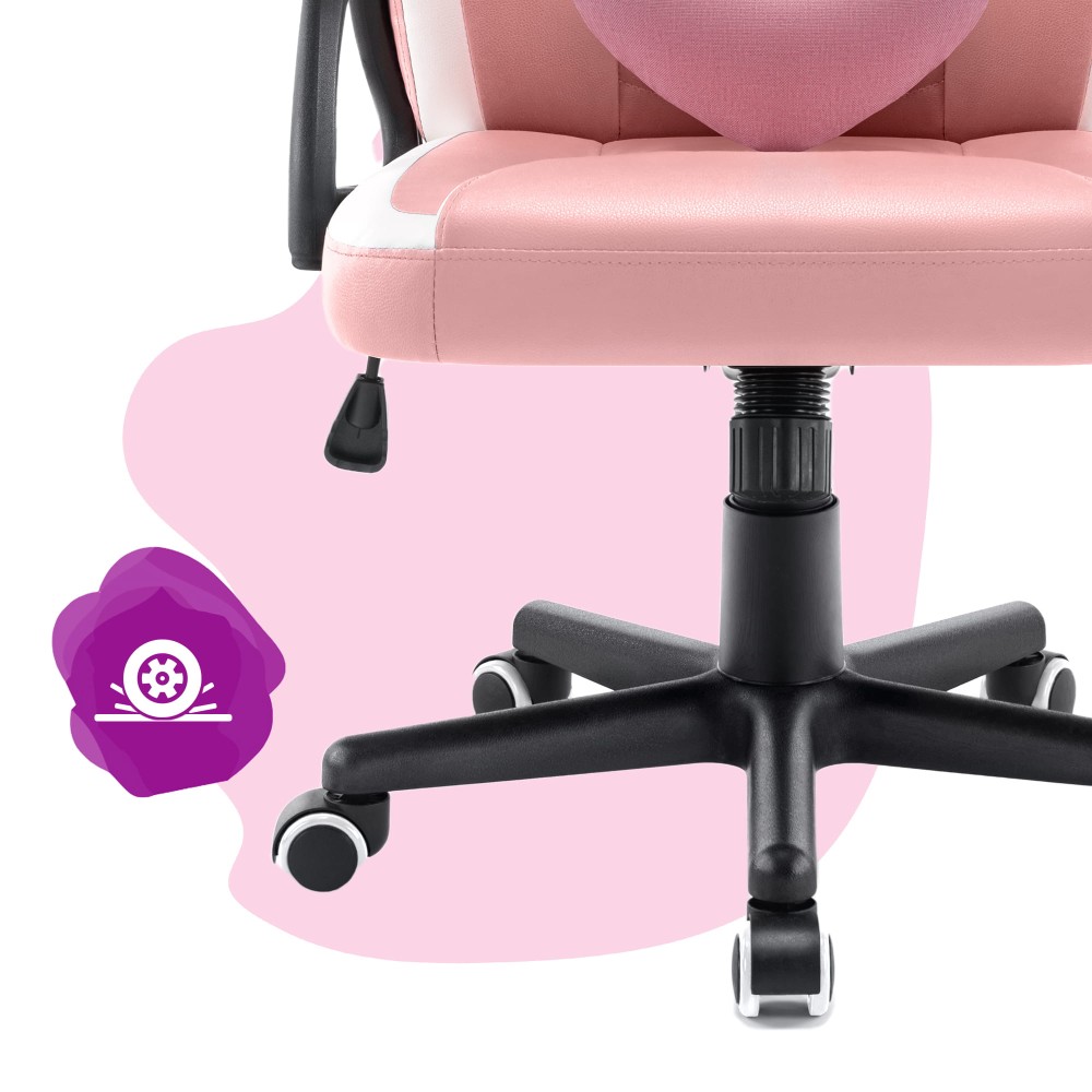 Outletowy fotel gamingowy dla dzieci  Hell's Chair HC- 1001 KIDS Różowy Biały + NOWA Podkładka pod myszkę 3MS