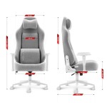 Outletowy Fotel gamingowy Hell's Chair HC- 1009 XXL White Gray Biały Szary Tkanina