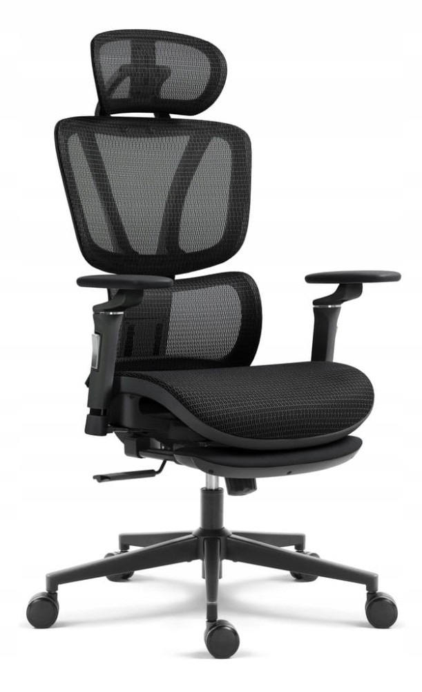 Outletowy Fotel biurowy ergonomiczny obrotowy Hell's Chair HC- 1044 Czarny TKANINA