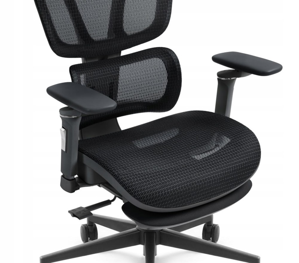 Outletowy Fotel biurowy ergonomiczny obrotowy Hell's Chair HC- 1044 Czarny TKANINA