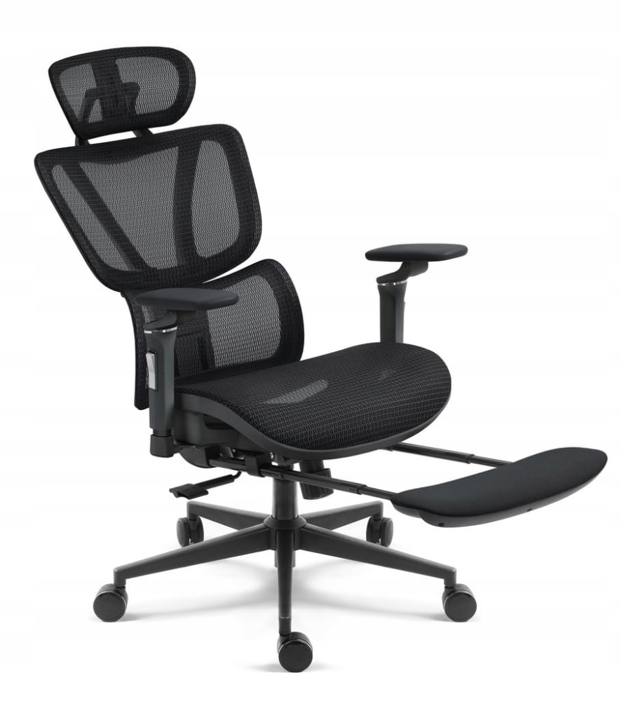 Outletowy Fotel biurowy ergonomiczny obrotowy Hell's Chair HC- 1044 Czarny TKANINA