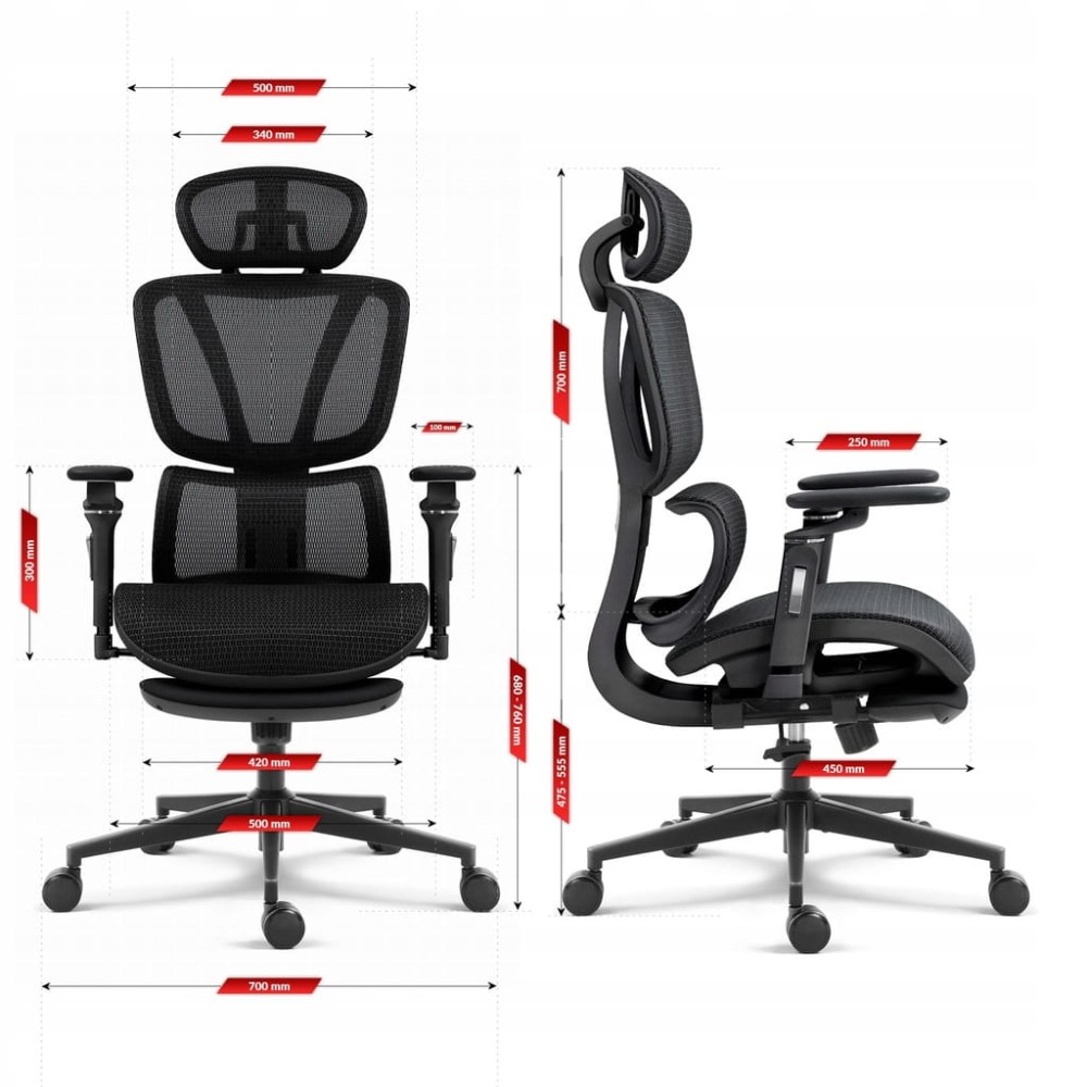 Outletowy Fotel biurowy ergonomiczny obrotowy Hell's Chair HC- 1044 Czarny TKANINA