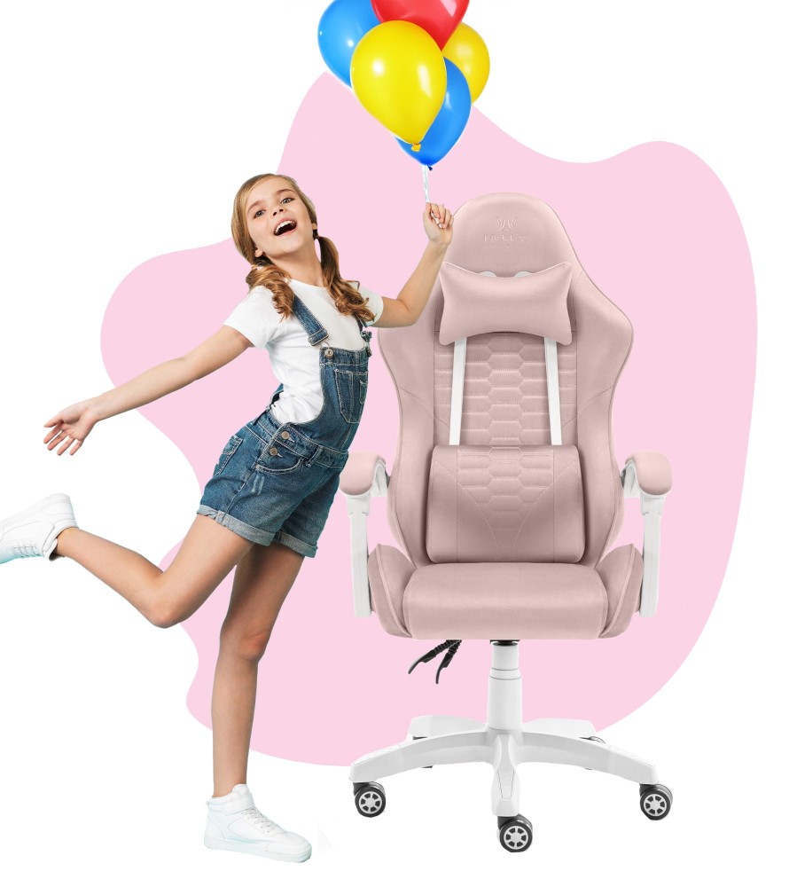Outletowy Fotel gamingowy dla dzieci Hell's Chair HC- 1000 Kids Pink Różowy Tkanina