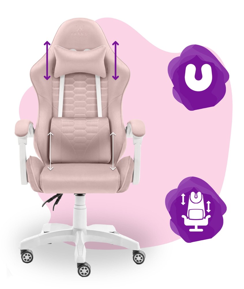 Outletowy Fotel gamingowy dla dzieci Hell's Chair HC- 1000 Kids Pink Różowy Tkanina
