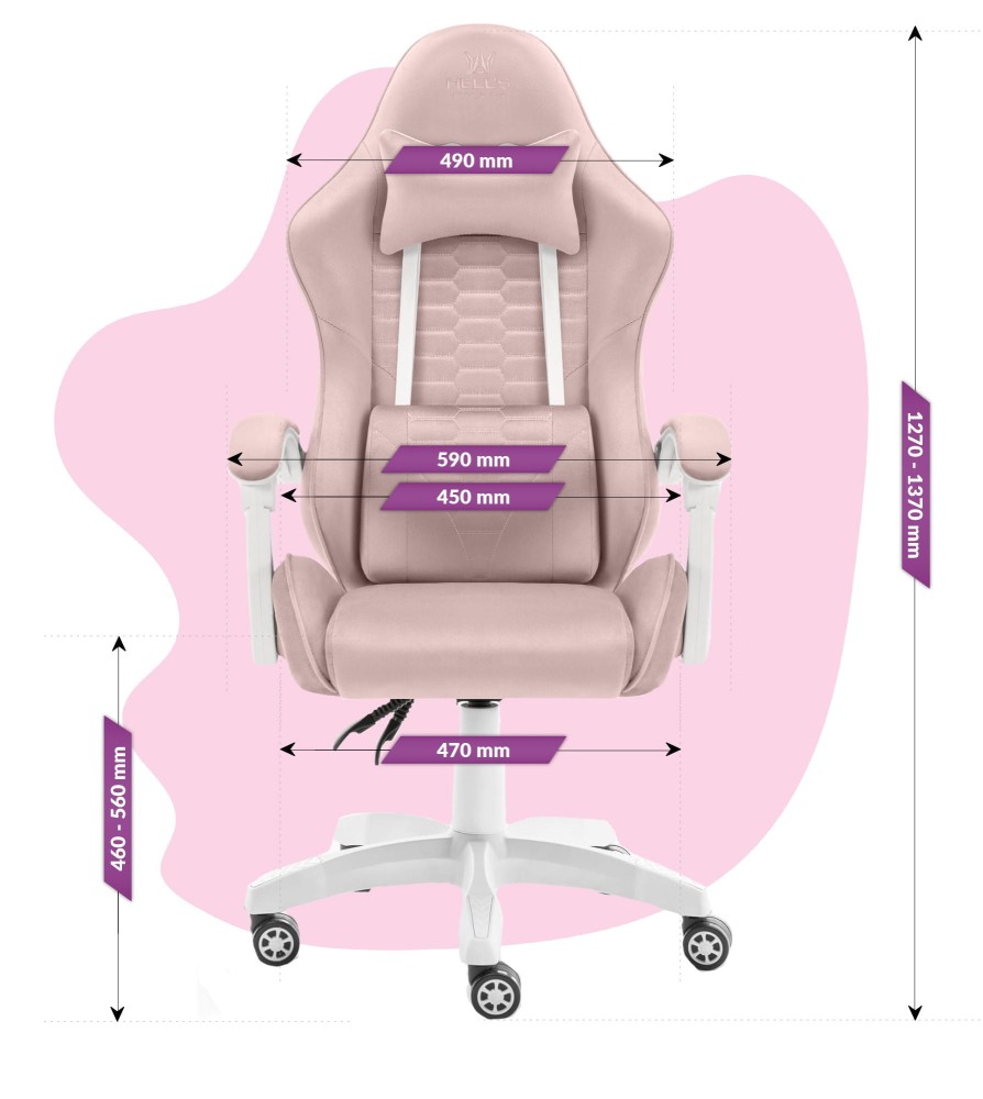 Outletowy Fotel gamingowy dla dzieci Hell's Chair HC- 1000 Kids Pink Różowy Tkanina