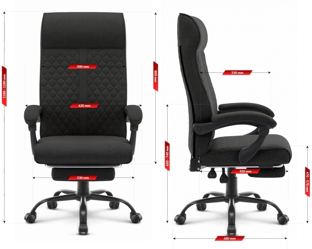 Outletowy fotel biurowy ergonomiczny obrotowy Hell's Chair HC- 1030 Black Czarny TKANINA