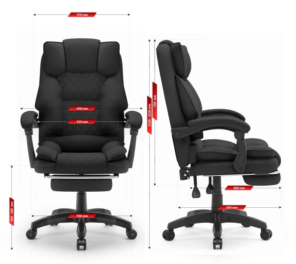 Fotel biurowy obrotowy Hell's Chair HC- 1031 Black Czarny Tkanina