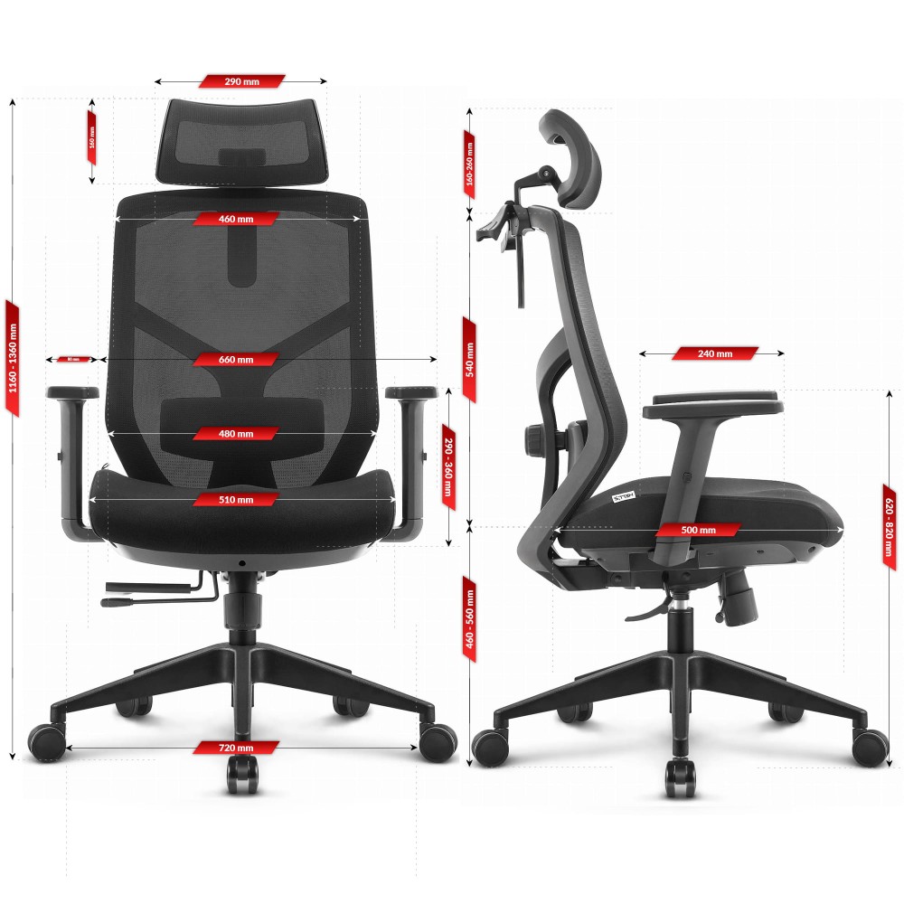 Outletowy Fotel biurowy ergonomiczny obrotowy Hell's Chair HC- 1052 PLUS Czarny TKANINA